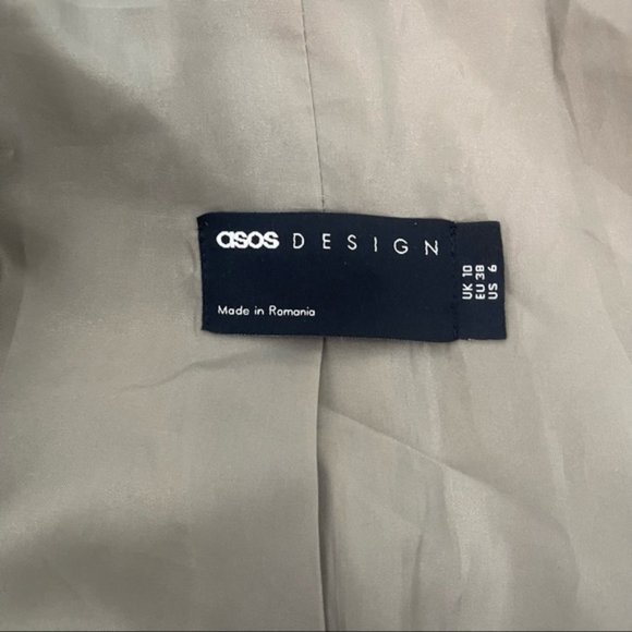 Asos Design Military Style Belted Blazer Oversized  Button Front Jacket Size 6 - Picture 5 of 6